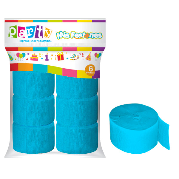 Festón celeste de colores x 6 unidades