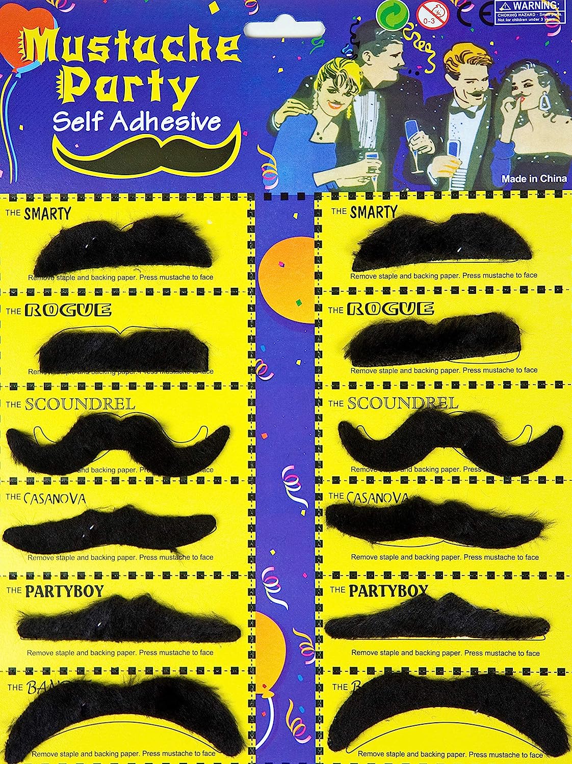 Set 12 bigotes autoadhesivos