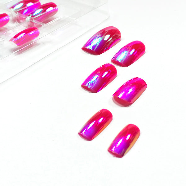 Uñas postizas nacarado fucsia