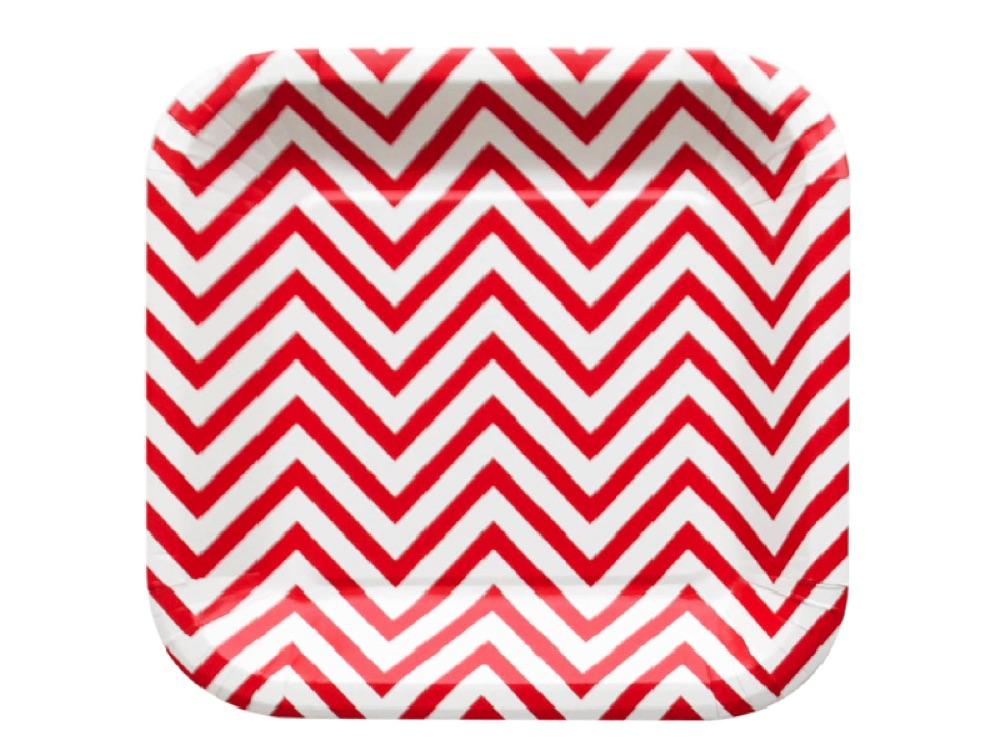 Plato Cuadrado Chevron 22 Cm X 10 Rojo - Airy - Carnaval Online