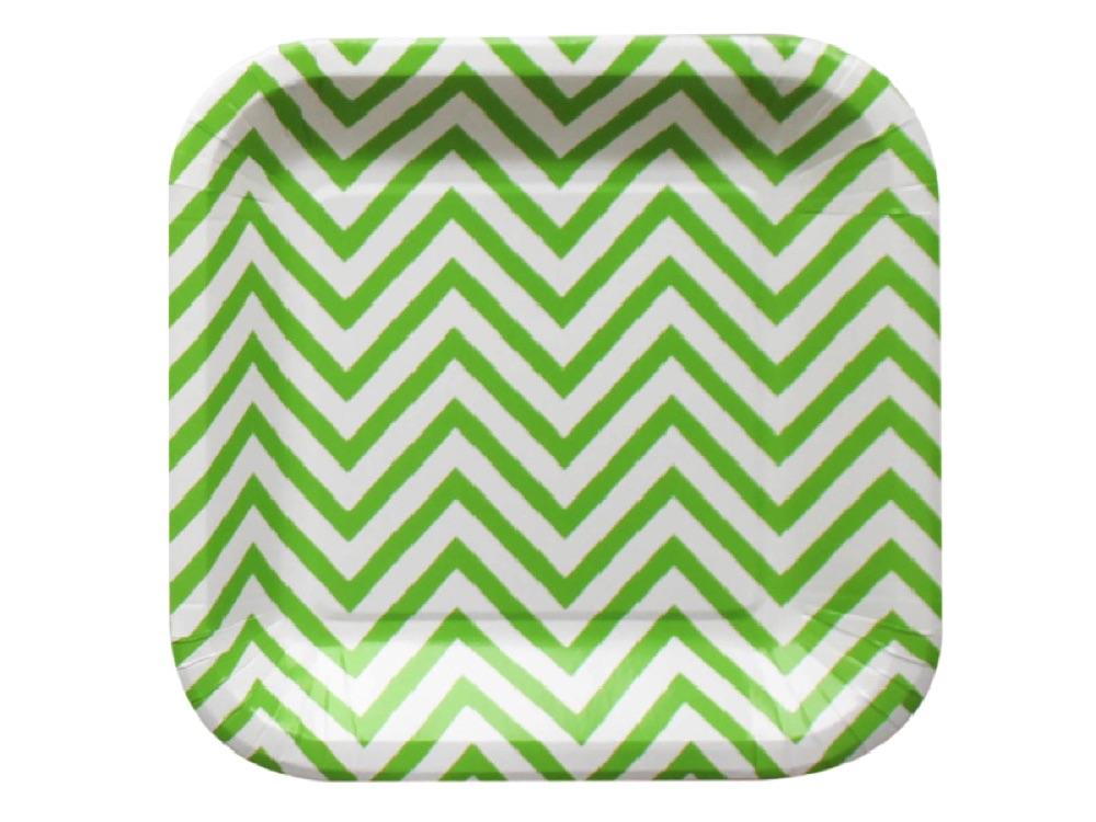 Plato Cuadrado Chevron 22 Cm X 10 Verde Lima - Airy - Carnaval Online