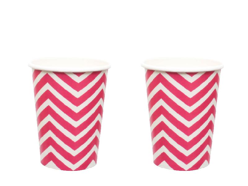 Vasos Chevron X 12 Fucsia - Airy - Carnaval Online