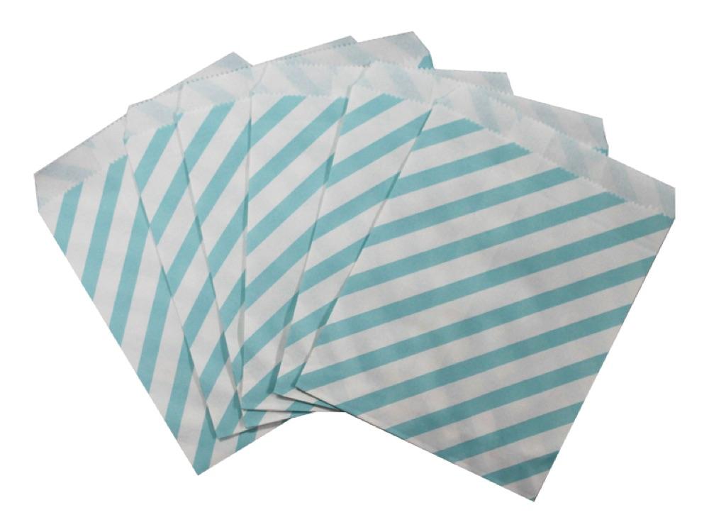 Bolsa Papel Rayas X 12 Celeste - Airy - Carnaval Online