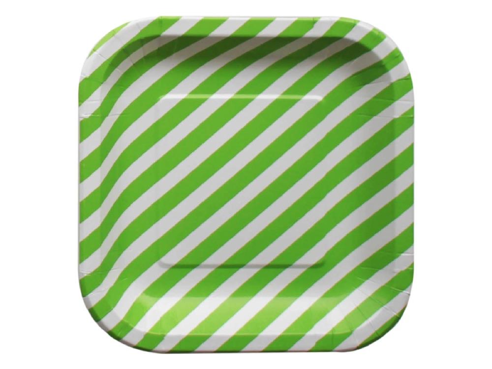 Plato Cuadrado Rayas 17 Cm X 10 Verde Lima - Airy - Carnaval Online