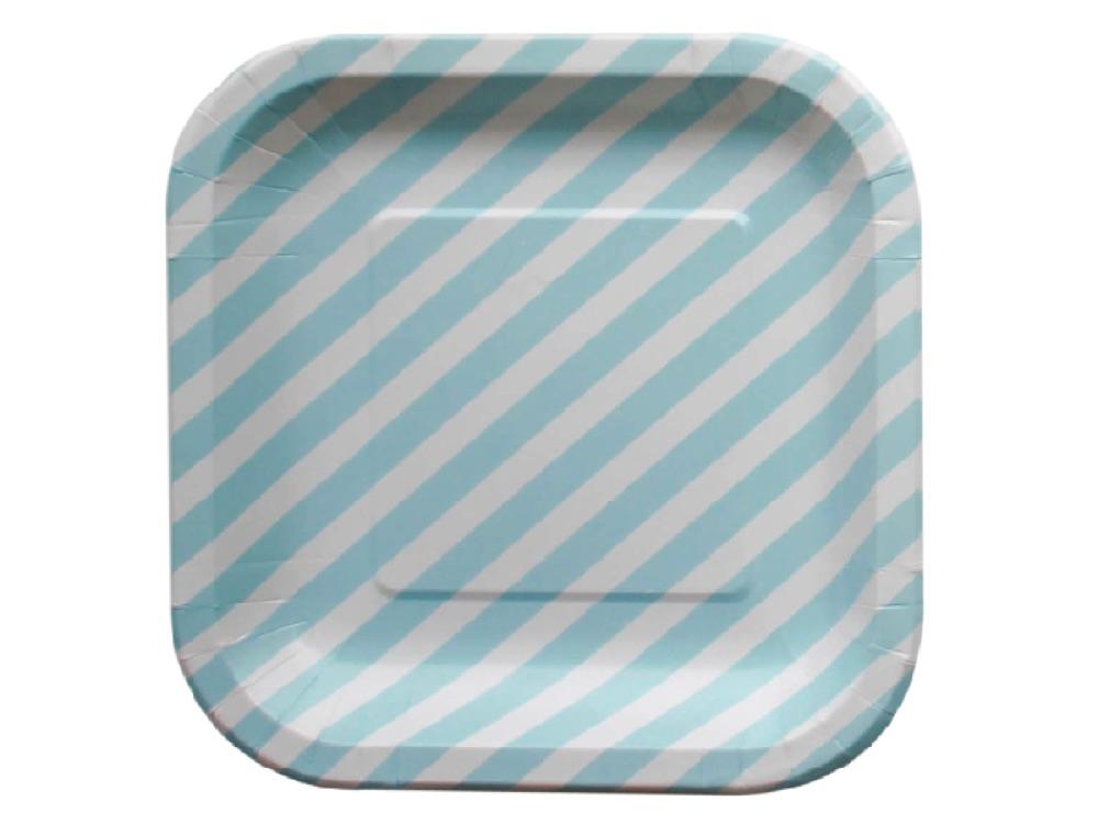 Plato Cuadrado Rayas 22 Cm X 10 Celeste - Airy - Carnaval Online