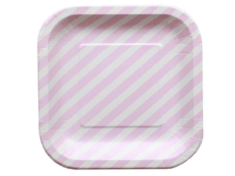 Plato Cuadrado Rayas 22 Cm X 10 Rosado - Airy - Carnaval Online