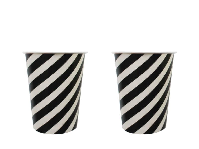 Vasos Rayas X 12 Negro - Airy - Carnaval Online