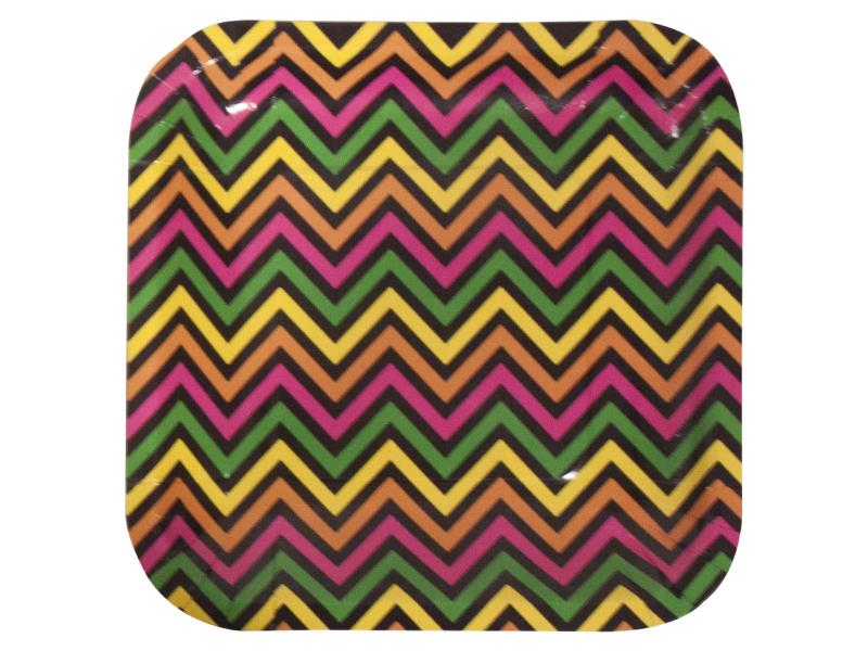 Plato 18 Cm Chevron Neon X 10 - Airy - Carnaval Online