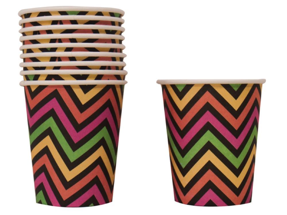 Vasos Chevron Neon X 10 - Airy - Carnaval Online