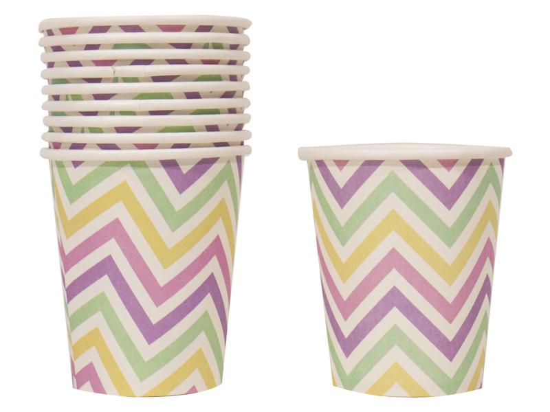 Vasos Chevron Pastel X 10 - Airy - Carnaval Online
