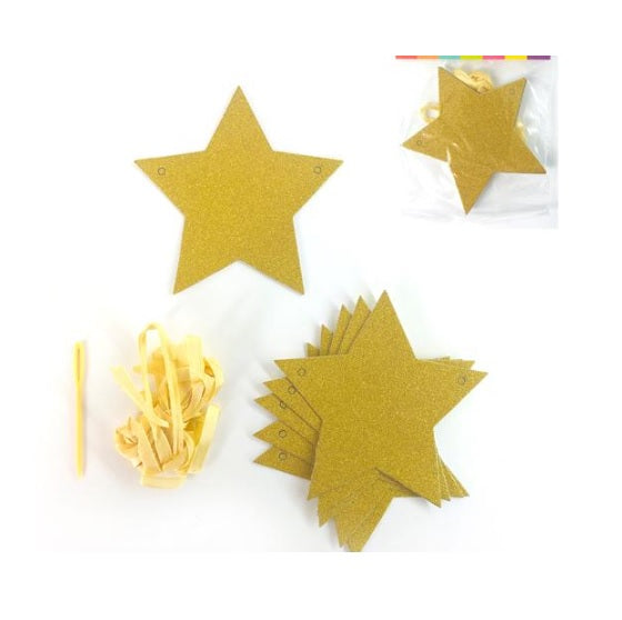 GUIRNALDA ESTRELLA GLITTER DORADA
