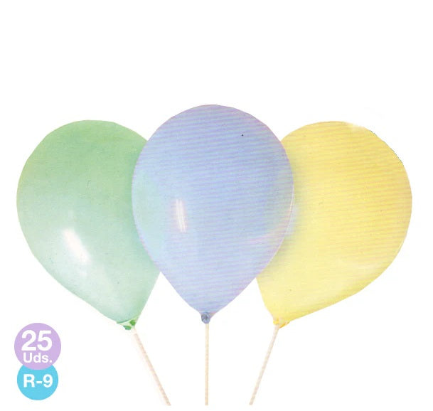 Globo 9" Pastel Surtido 25 unidades.