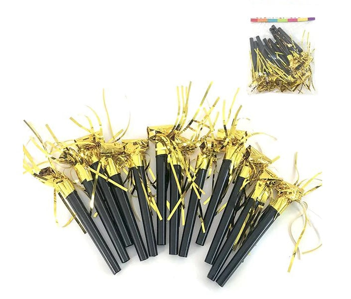 PITO AÑO NUEVO 11CM GOLD 12 UNIDADES