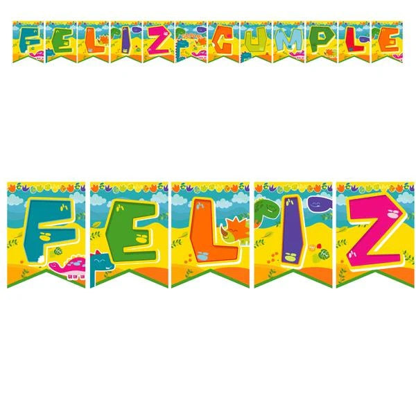 Banderin Dino Feliz Cumpleaños