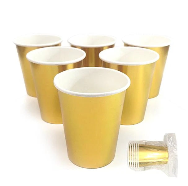 Vaso Polipapel Dorado Metalizado x 6 unidades