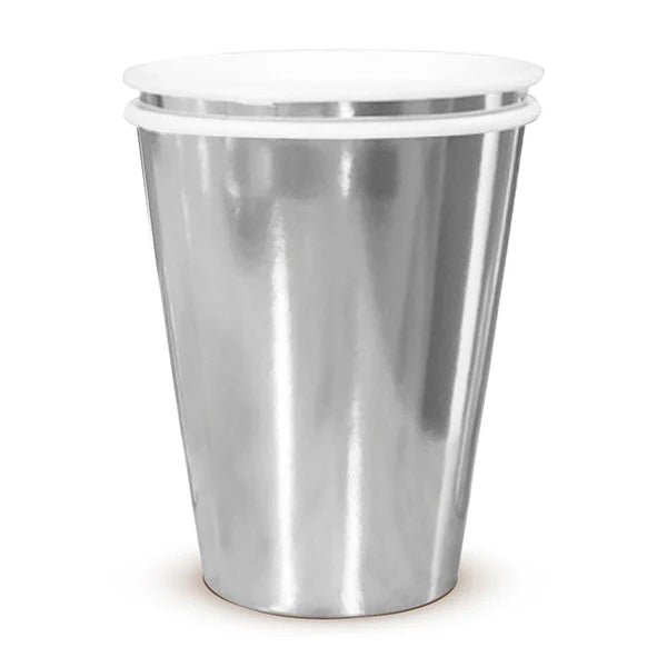 Vaso Polipapel Plateado Metalizado x 6 unidades