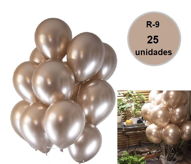 Globos Cromados Champagne R-9 x 25 unidades.