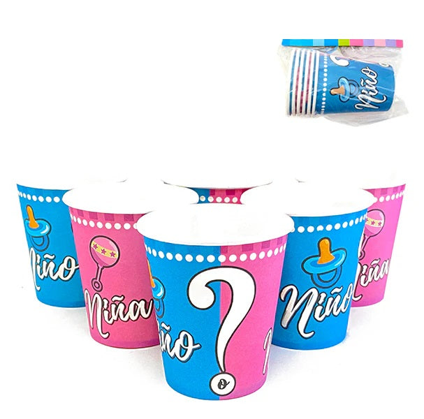 Vaso Polipapel Revelacion de Genero x 6 unidades
