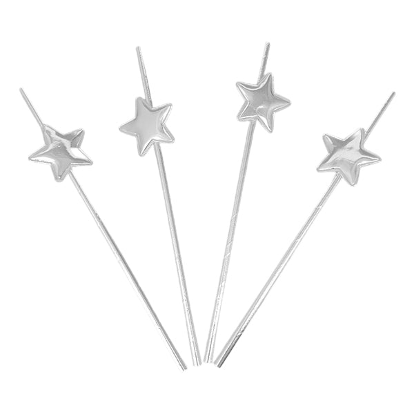 BOMBILLA PAPEL METALIZADA ESTRELLA X4 PLATA - Vajilla y Mesa