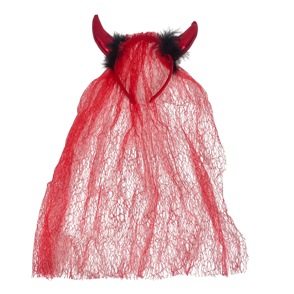 CINTILLO DIABLA ROJO CON VELO - Cintillos y Coronas