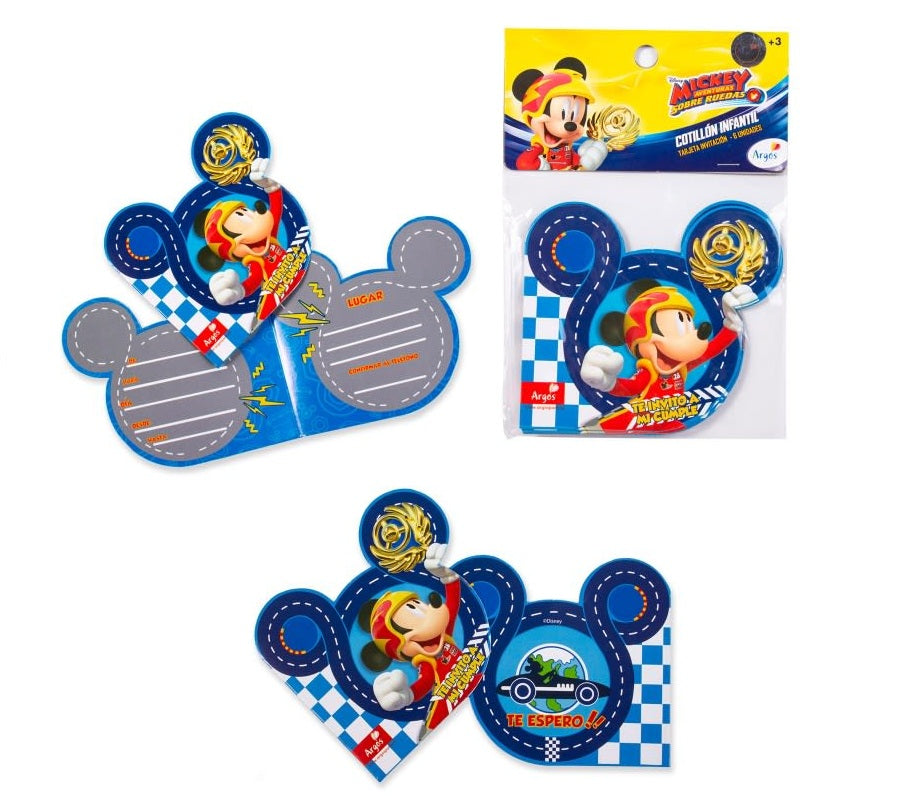 Invitaciones de Cumpleaños Mickey Mouse x 6unidades.