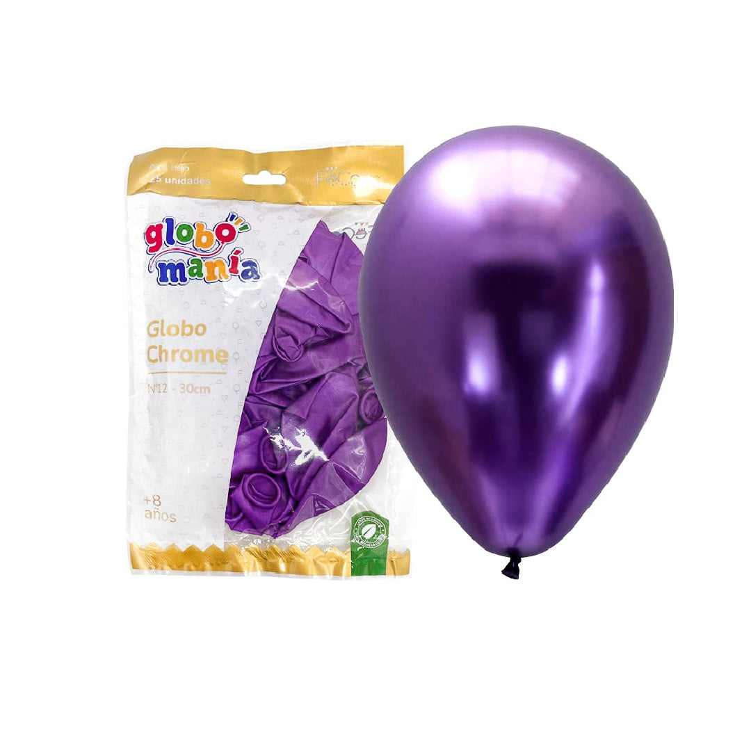 Globo 12 Chrome Morado - 25 Unidades