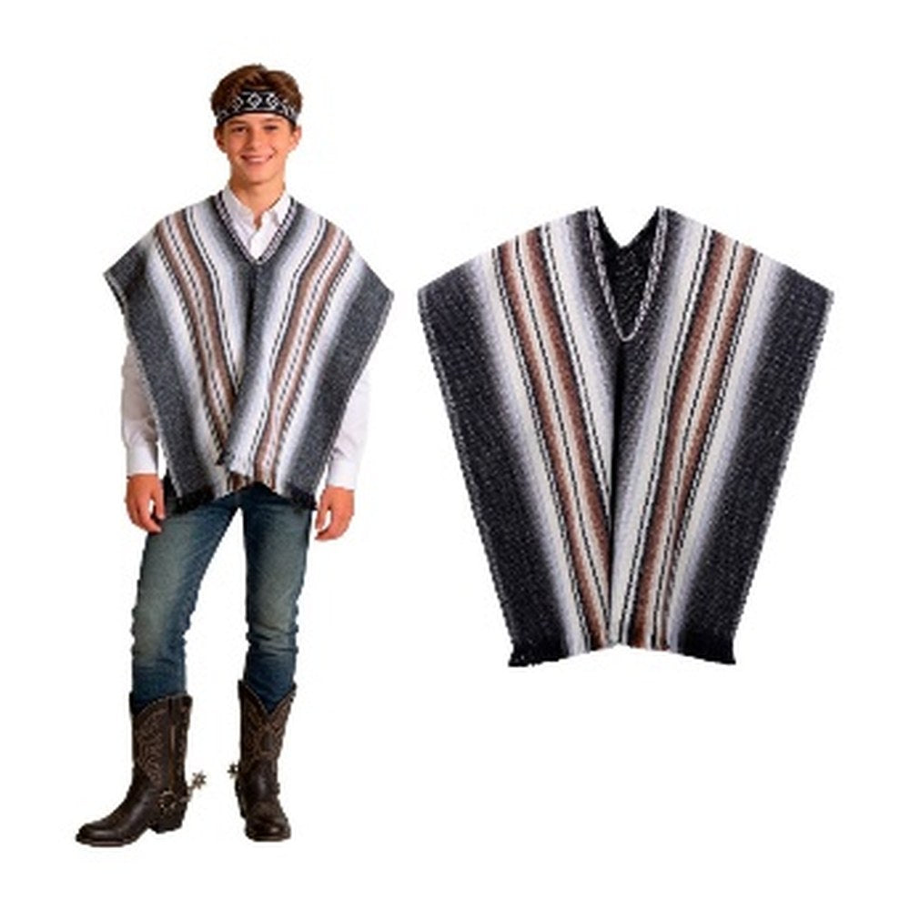 Set Poncho + Cintillo Artesano 116X60Cm Negro X1Uni | Don Cotillon