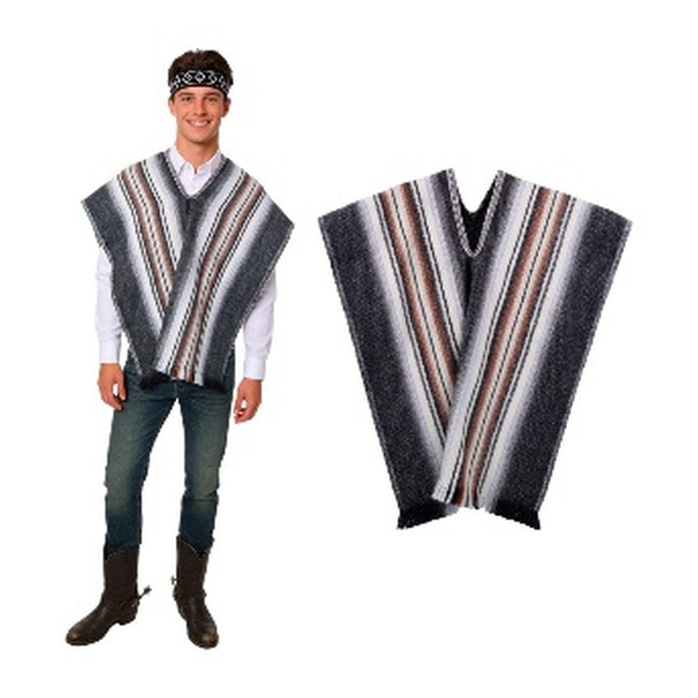 Set Poncho + Cintillo Artesano 134X62Cm Negro X1Uni | Don Cotillon