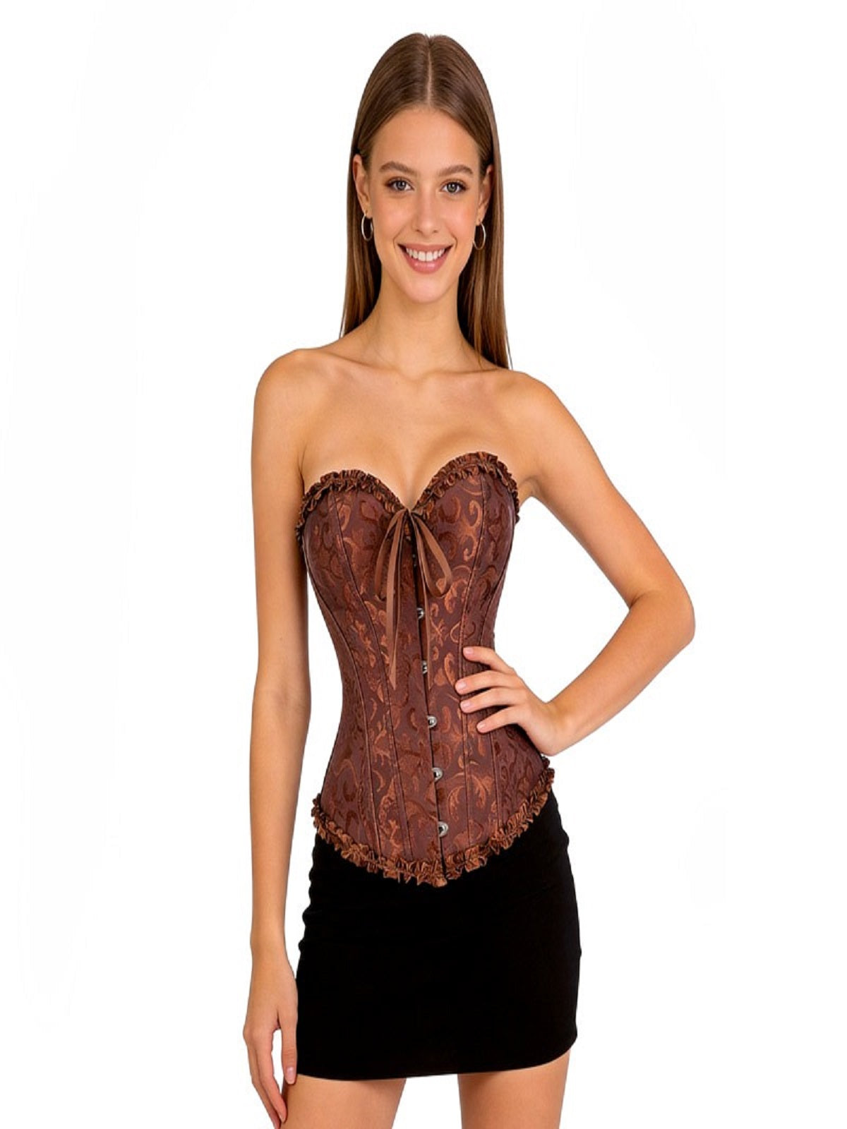 Corset Diseño Floral Café S - Don Cotillón