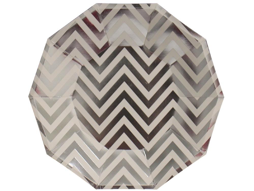 Plato Hexagonal Chevron 22 Cm X 10 Plateado - Airy - Carnaval Online