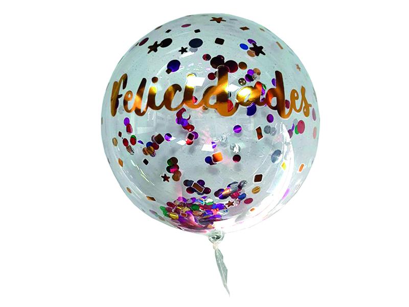 Globo Burbuja Confetti Felicidades X1 Uni