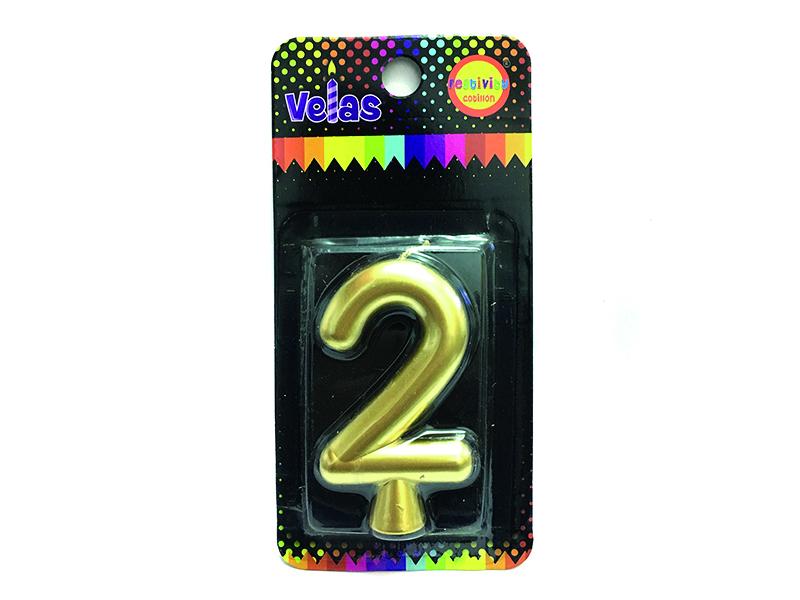 Vela Numeral Dorada Nº 2