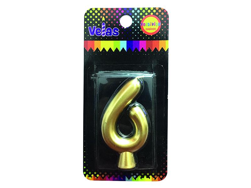 Vela Numeral Dorada Nº 6
