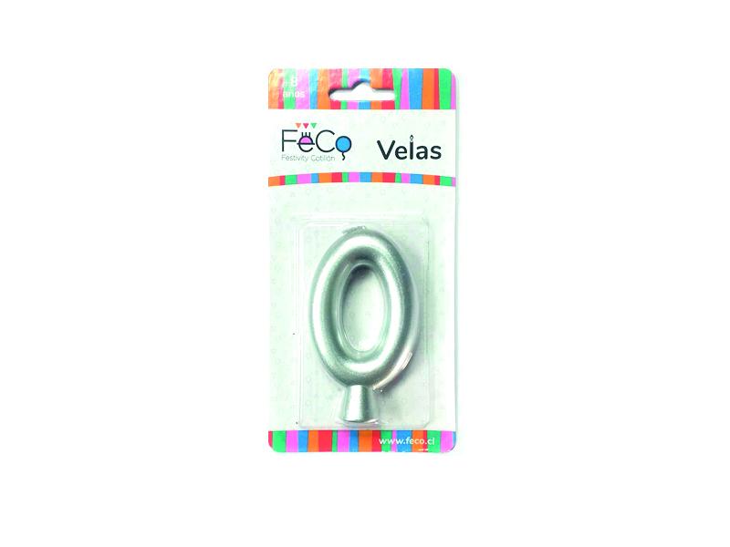 Vela Numeral Plateado Nº 0