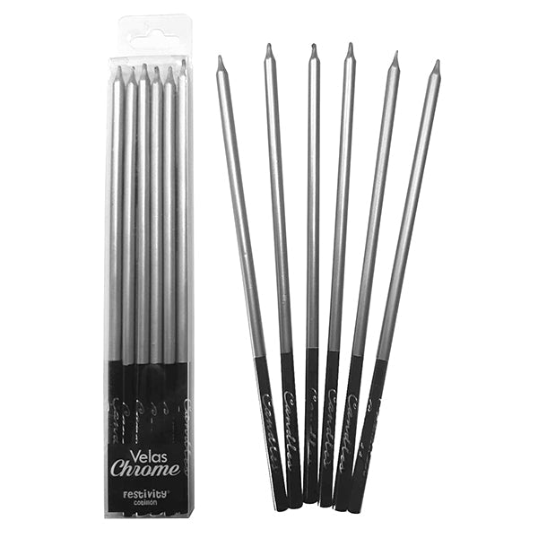 Velas Chrome Plateadas X 6 Unidades