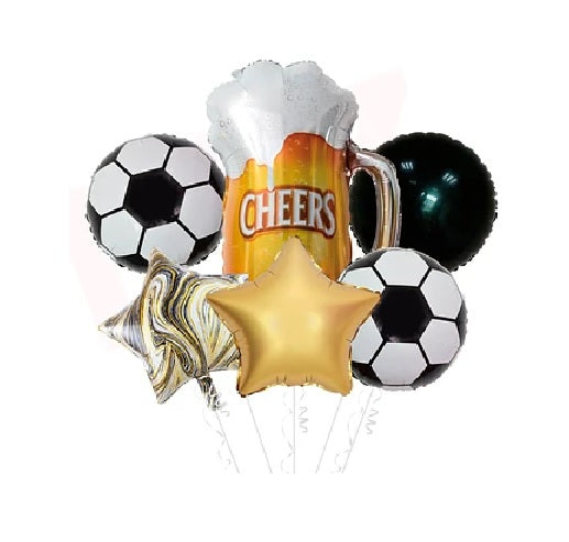 Set 6 globos foil futbol y cerveza