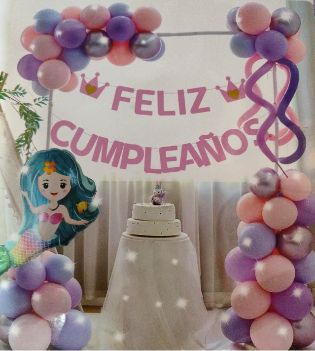 Set Guirnalda De Globos Sirena 52 piezas.
