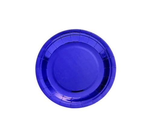 Pack de 6 Platos de Carton Azul Metalizado