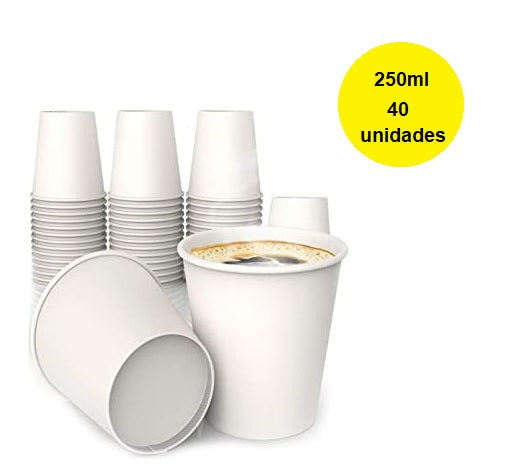 Vaso Carton Blanco 250ml, 40 unidades.