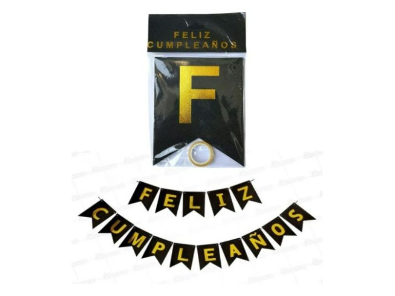 Cartel Feliz Cumpleaños Negro- 1 Unidad
