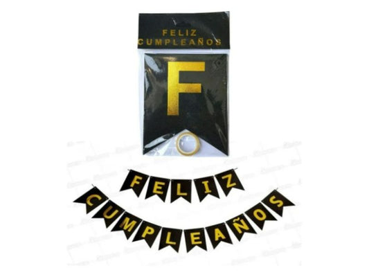 Cartel Feliz Cumpleaños Negro- 1 Unidad