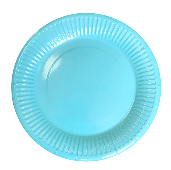 PLATO DE CARTON CELESTE PASTEL X10