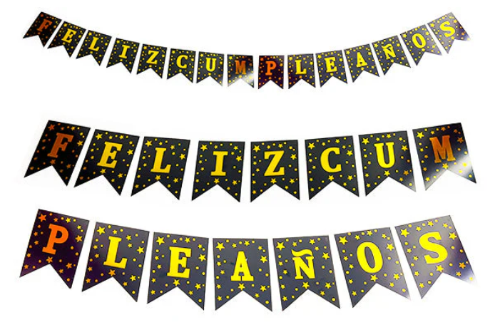 Guirnalda Feliz Cumpleaños Oro Estrellas