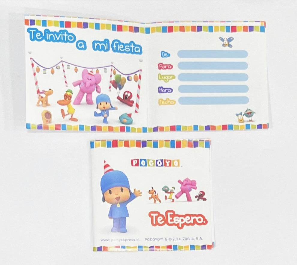 Invitaciones Pocoyo x 6