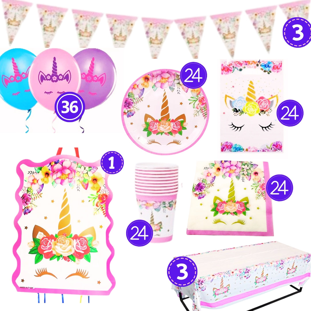 Pack Cumpleaños Unicornio, selecciona por cantidad