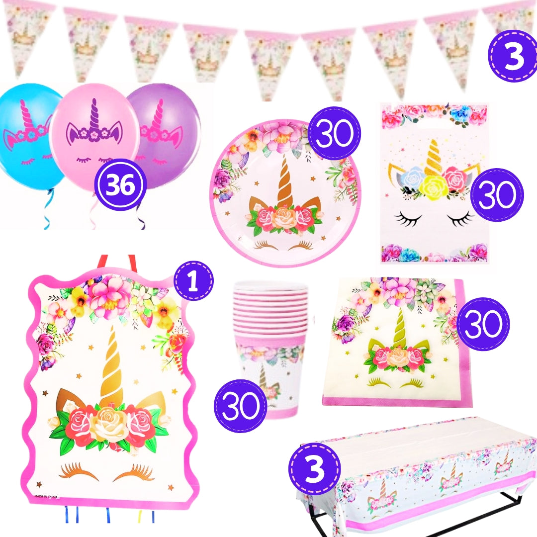 Pack Cumpleaños Unicornio, selecciona por cantidad