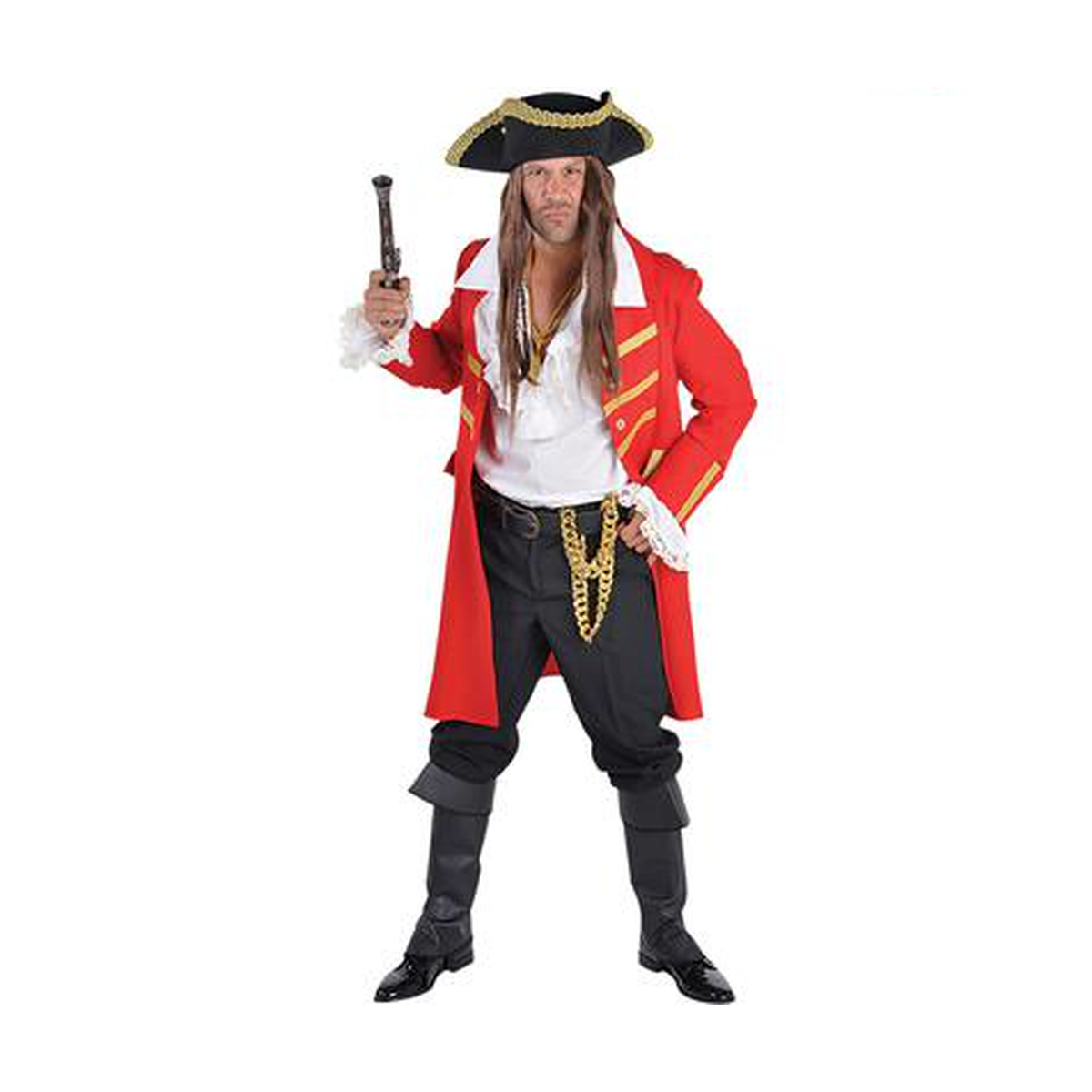 Abrigo Capitán Pirata Rojo Hombre - Don Cotillón