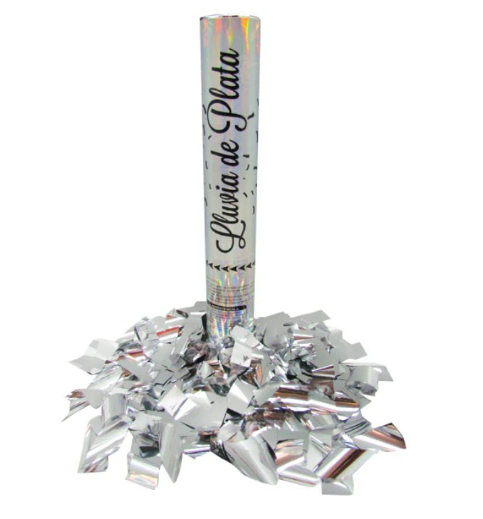 Cañon confeti plateado 30 centimetros