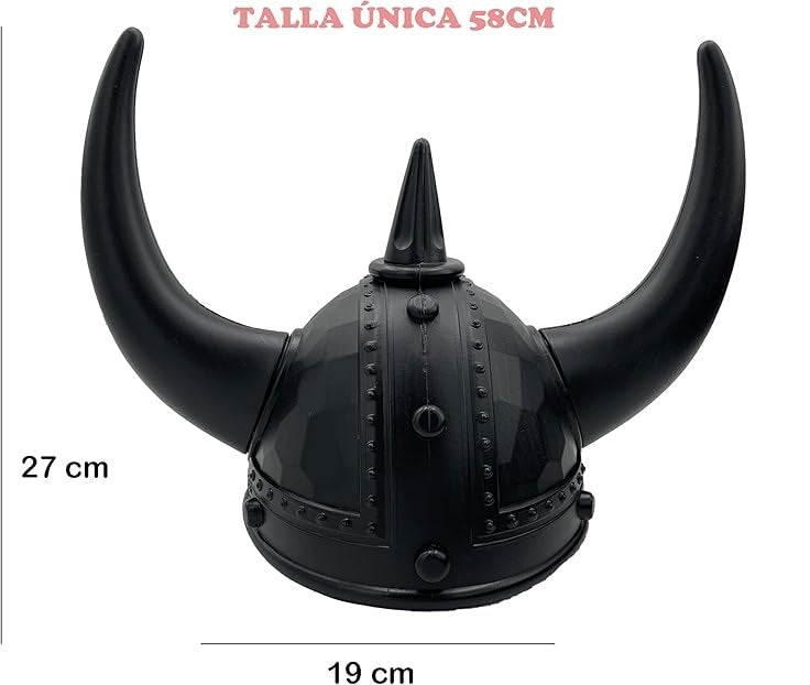 Casco Vikingo con Dos Cuernos de Plástico.