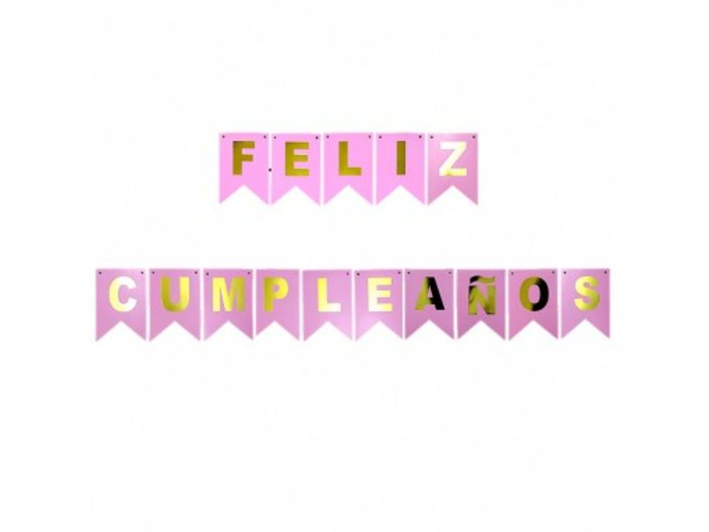 Cartel Feliz Cumpleaños Rosado- 1 Unidad